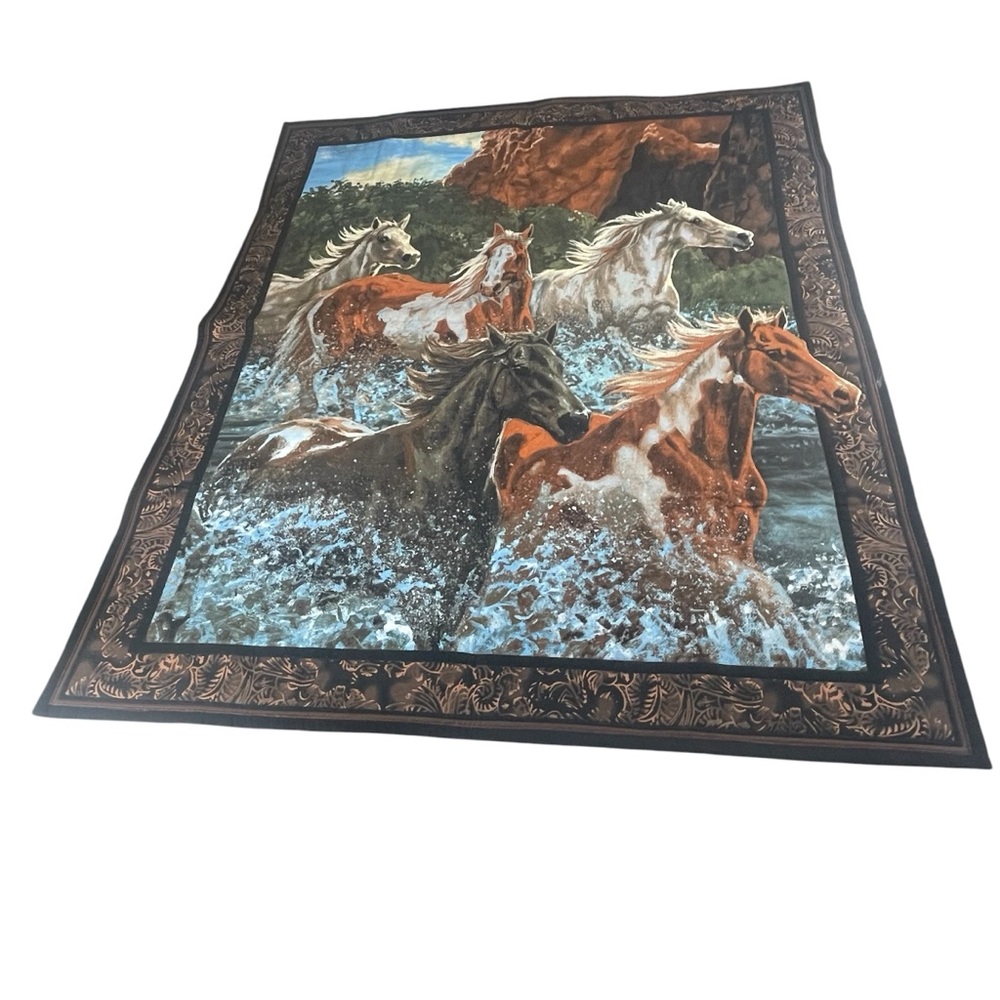 Horse Panel Throw Quilt 34.75” Wide x 42.5” Tall